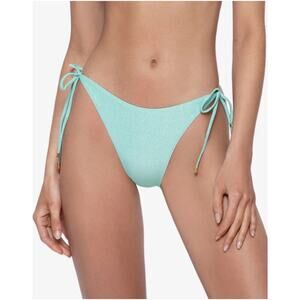 PQ SWIM PILYQ Bikini Bottoms SZ Large NWT Divine Tie Side Full Aqua Blue Shimmer